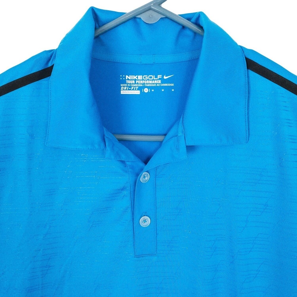 Nike Golf Polo Shirt Mens Medium Tour Performance Blue DRI-FIT Polyester Spandex